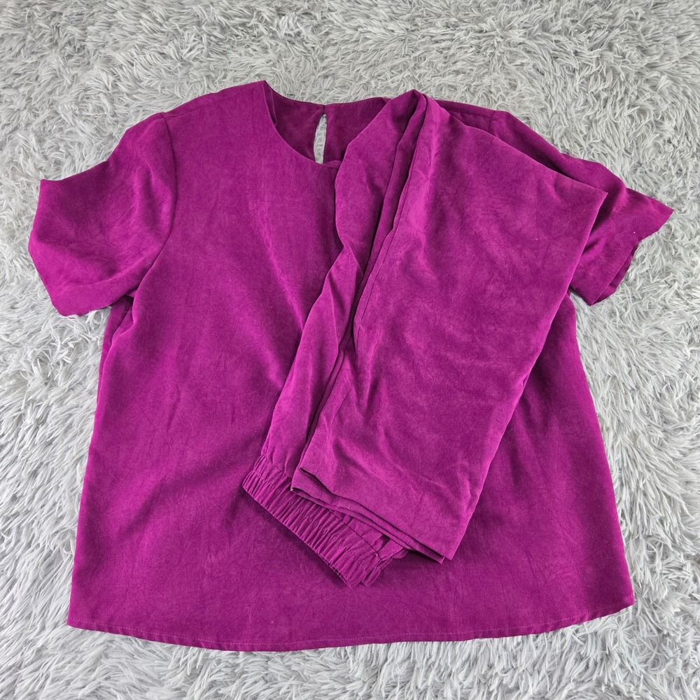City Girl Womens XL Magenta Microfiber Faux Suede 2pc Top‎ and Pants Set